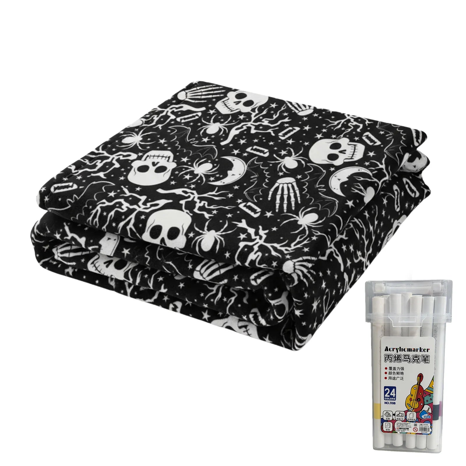 DIY Coloring Blanket Washable Fuzzy Velvet with 24 Colored Markers Creative Art Project Painting Blanket Party Home Decor Gift
